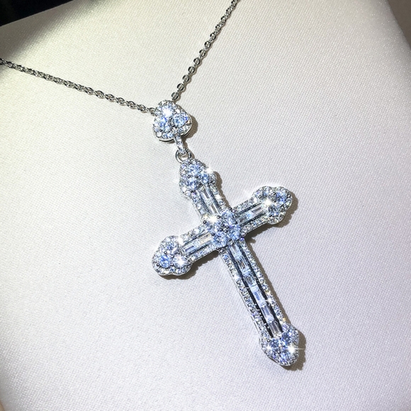 Sterling silver diamond cross - Picture 8 of 10